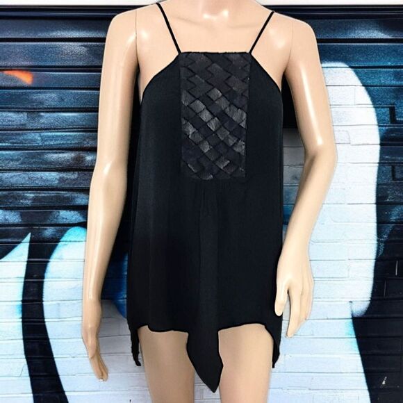 Y2K Witchy Cami Top XS Black Camisole Whimsigoth Chiffon Asymmetric Fairy Flowy - Picture 15 of 16